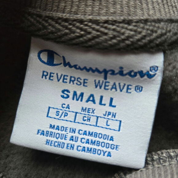 Champion Gray Embroidered Logo Crewneck Pullover Sweatshirt Unisex S Athletic - Picture 6 of 8